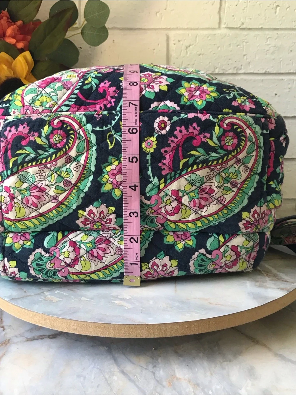 Vera Bradley Petal Paisley Campus Backpack Padded Laptop Zip Pocket Pink Blue